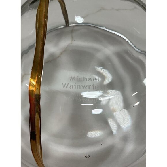 Michael Wainwright 5" Glass Gold Stripe Inlayed Stripe Bowl - Picture 4 of 5